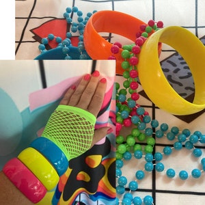 80s neon bangles and necklaces 80s costume accessories 80s kid 80s party 80s vibes 80s accessories 80s jewelry 80s day 80s cruise 80s bach