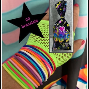 80’s style jelly bracelets party favor 20 pack 80s jelly bracelets silicone bracelets 80s kid 80s vibes 80s accessories 80s party supplies
