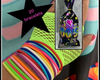 80’s style jelly bracelets party favor 20 pack 80s jelly bracelets silicone bracelets 80s kid 80s vibes 80s accessories 80s party supplies