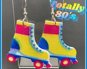 Totally 80s earrings 80s roller skate earrings 80s earrings neon 80's earrings 80s party 80's costume 80's earrings 80s costume