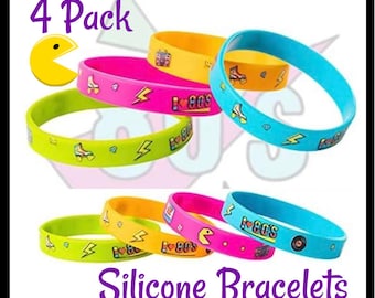 Youth to S/M Adult 80s bracelets Nostalgia 4 pack pac man friendship bracelets 80s costume gamer gift video arcade games nerd geek gift