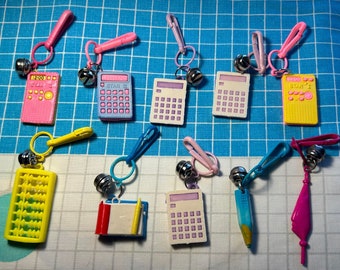 YOU PICK Vintage Bell Charms Clip Charms calculator pencil book school days Charms Necklace Vintage 80's Charms Toy Charms bell clip Charms