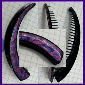 Vintage 80s 90s purple pink black Banana clip 80's hair banana clip 80s costume accessories 80s vibes 80s party 80s theme 90s party 90s cost image 1