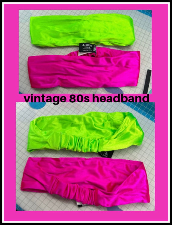 VINTAGE 80s stretch headband neon green or neon pi