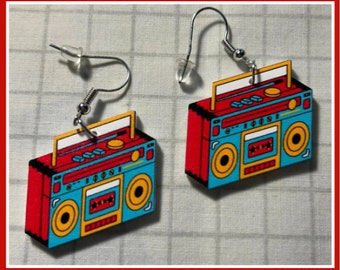 80's boom box earrings 80's costume earrings 80s radio earrings 80s vibes 80s party 80s theme