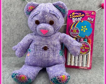 1996 Vintage Doodle Bear Purple Doodle Bear BONUS markers Excellent condition 90s kid 90s toys 90s bear 90s doodle bear