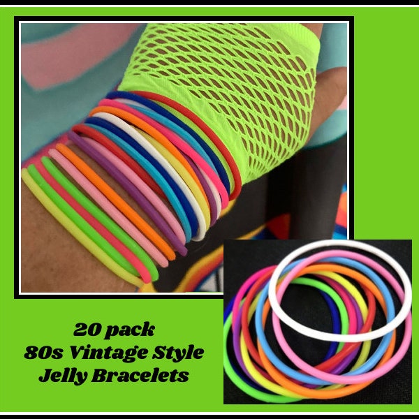 YOU PICK Colors 80’s jelly bracelets 20 pack 80s jelly bracelets silicone bracelets 80s kid 80s party 80s vibes 80s accessories 80s jewelry