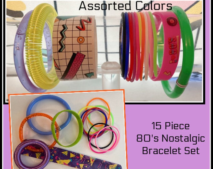 80s Bracelets Nostalgia Pack Glitter Bracelet Pen Bracelet Coil