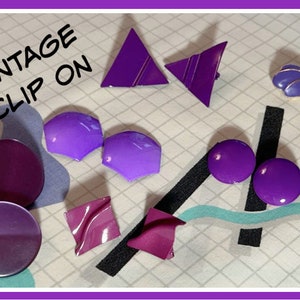 YOU PICK Vintage 80's Purple Clip On Earrings Shades of purple clip on earrings 80s vibes 80s party 80s theme
