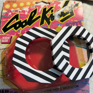 Vintage 80s Bangles NOS cool kids Softy Bangles 80's bracelets 80 costume 80s accessories 80s foam bracelets kids 80s vintage bracelets Opened blk/wht