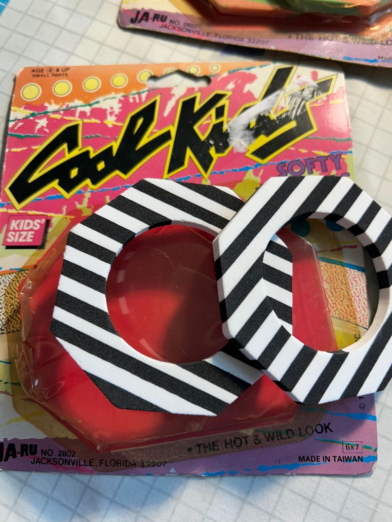 Vintage 80s Bangles NOS cool kids Softy Bangles 80's bracelets 80 costume 80s accessories 80s foam bracelets kids 80s vintage bracelets Opened blk/wht