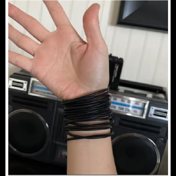 80s style Jelly bracelets Party Favor stretchy 20 pack BLACK 80's costume bracelets black silicone bracelets 80s punk rock madonna costume