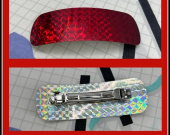 Vintage 90s Red Holographic hair clip 90s vibes 90s kid 90s costume