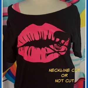 Punk Neon 80's Tshirt Pink Lips SKULL S-3X 80s costume 80s party 80s vibes 80s theme 80s kid 80s cruise 80s bride