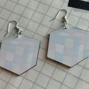 Rubiks Cube inspired earrings 80's costume earrings back to the 80s earrings 80s disco earrings 80s vibes 80s party 80s theme image 3