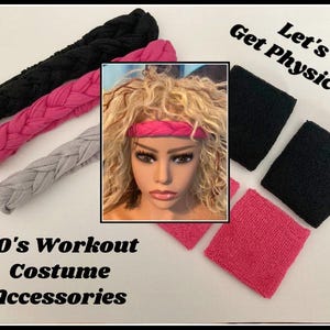Let&#39;s Get Physical 80&#39;s costume Gift Set 80s costume Headband sweatband wristabnd 80s 90s workout costume 80s party
