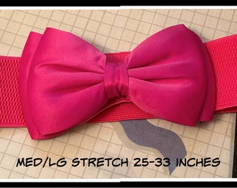 Hot pink belt with bow stretchy belt for 80s costume 80s accessories