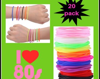 SALE 80's jelly bracelets Medium 20 pack colorful 80's costume bracelets rubber bracelets friendship bracelets 80's night 80's day 80's par