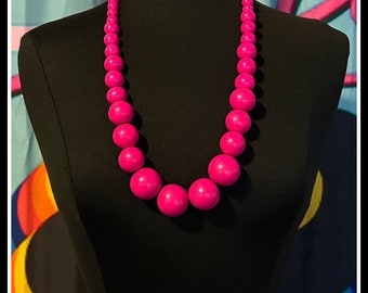 80’s style hot pink beaded necklace 80's costume 80s accessories 80s kid 80s party 80s vibes 80s accessories 80s jewelry 80s day 80s cruise