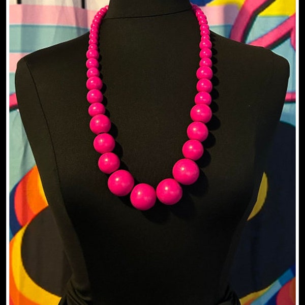 80’s style hot pink beaded necklace 80's costume 80s accessories 80s kid 80s party 80s vibes 80s accessories 80s jewelry 80s day 80s cruise