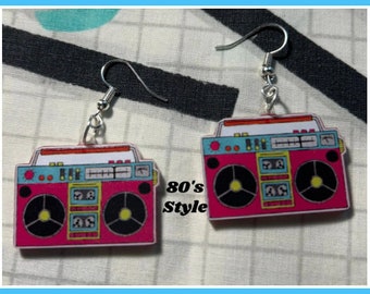 80's boom box earrings 80's costume earrings 80s radio earrings 80s vibes 80s party 80s theme