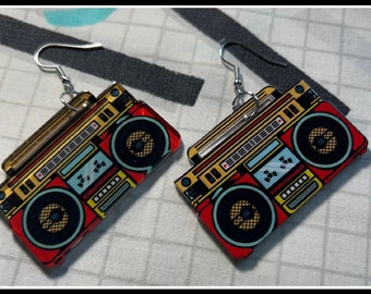 80's boom box earrings 80's costume earrings 80s radio earrings 80s vibes 80s party 80s theme