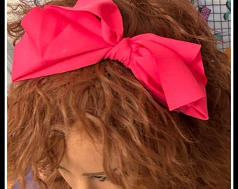Hot Pink bow headband 80s costume bow headband 80s vibes 80s party 80s theme