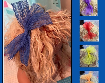80s costume lace bow headband 80s headband 80s party 80s theme adult costume I love the 80's madonna costume blue orange yellow red