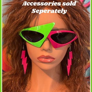 80's neon sunglasses 80's costume retro 80's glasses neon asymmetrical glasses 80s shades 80s vibes 80s party 80s theme