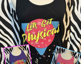Halloween Sale Let's Get Physical Tank Top only 80's Tshirt 80's workout tank 80s costume 80s party 80s workout costume fitness