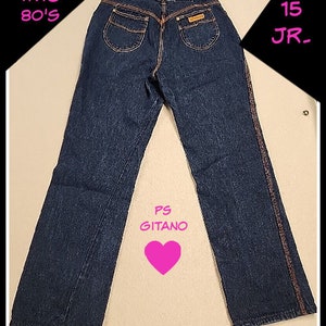 Vintage 80s jeans JUNIOR 15 fit like 11-13 PS Gitano dark wash jeans 80s jeans 80s costume 80s party gitano jeans Bild 1