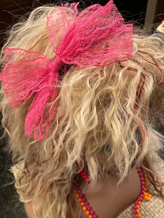 Neon Pink 80s Hairband Costume Accessory Neon Pink 80s Hairband Costume Accessory