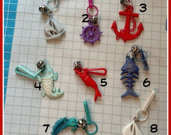 Vintage Bell Charms Clip Charms Nautical Sea Life fish scales Charms for Necklace Vintage 80's Charms Toy Charms bell clip on Charms 80s kid