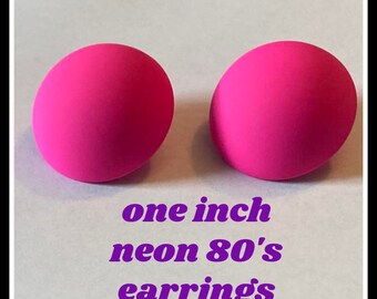 BOLD neon Pink earrings 80's costume earrings 80's night 80's day 80's party 80's costume 80's earrings triangle earrings