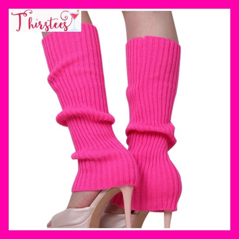 Mid calf PINK Neon Leg warmers 80's party 80's costume Etsy