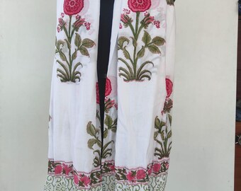 Cotton Beach Sarong Hand Block Print  Floral Sarongs :  Beach Bikini Cover Up Indian Pareo