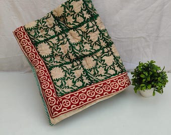 Nueva colcha de algodón con estampado floral para bebé: manta india cosida a mano para niños pequeños.