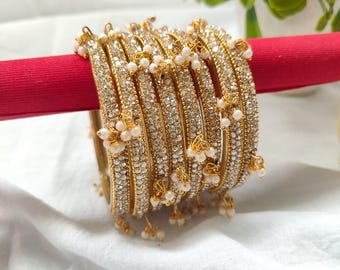 Indische Kashmiri Rot Glas Armreifen Set von 12 Stück: Punjabi Pakistani Churi / indischer Schmuck