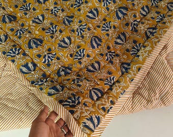 Edredón Razai de algodón con estampado floral en bloques: manta reversible para invierno.