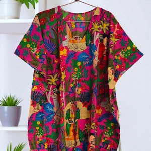 Indian Hand Printed Caftan ! Organic Cotton Caftan For Women Beachwear