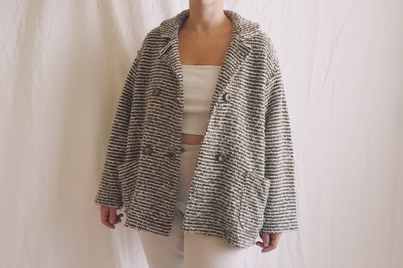1990s Stripe Knit Sweater Coat