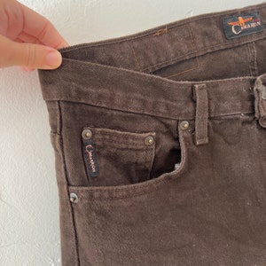 1990s Cimarron Chocolate Brown 100% Cotton Rigid Denim Straight Leg Jeans Gender Neutral 35 Waist image 7