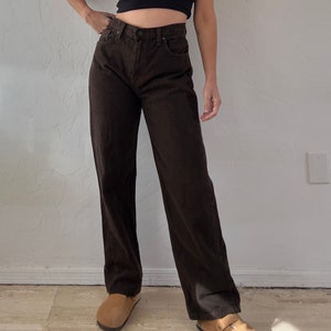 1990s Cimarron Chocolate Brown 100% Cotton Rigid Denim Straight Leg Jeans Gender Neutral 35 Waist image 2