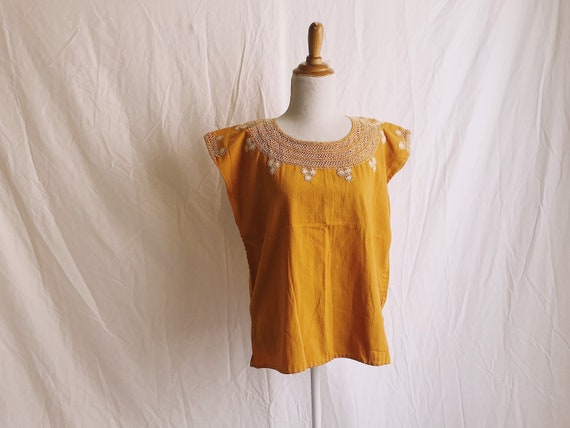 Vintage Embroidered Huipil Top