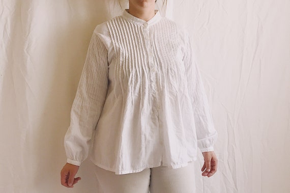 1990s Pintuck Balloon Sleeve Poet Blouse