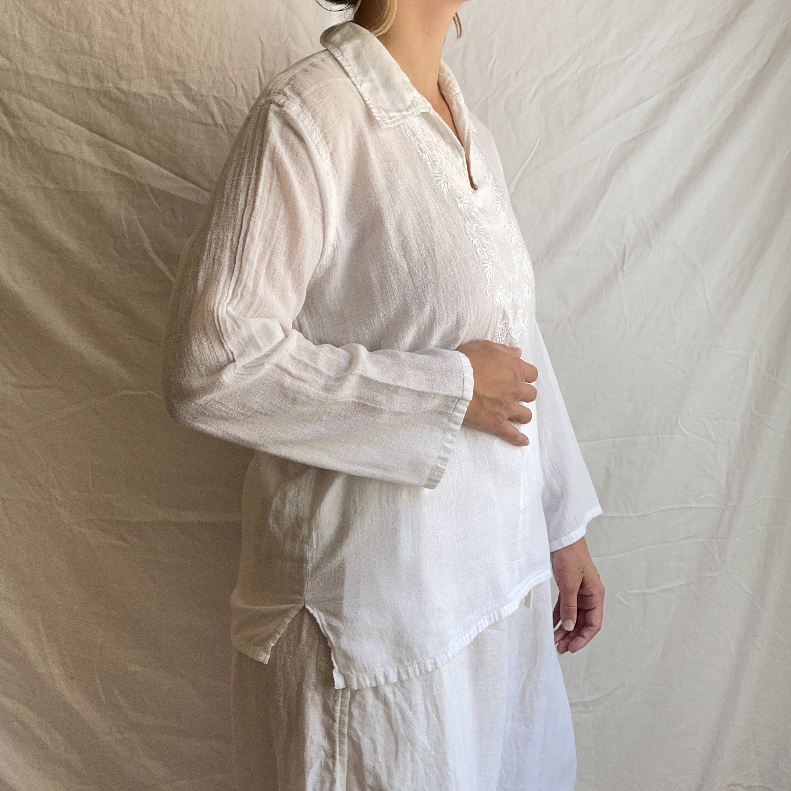 1990s Gauze Embroidered Popover Peasant Blouse Etsy