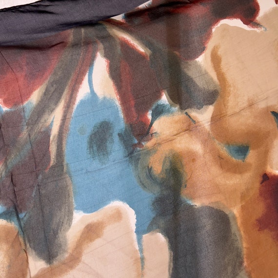 1990s Watercolor Silk Scarf - Made in Italy - 34"… - image 6