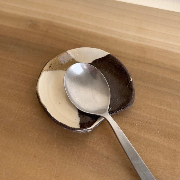 Nerikomi Teaspoon Rest | Handmade Wabi Sabi Studio Ceramic Pottery Small Spoon Rest