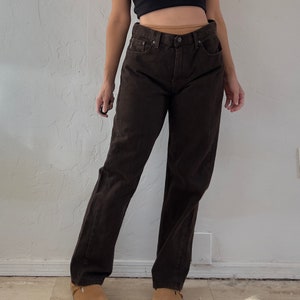 1990s Cimarron Chocolate Brown 100% Cotton Rigid Denim Straight Leg Jeans Gender Neutral 35 Waist image 4