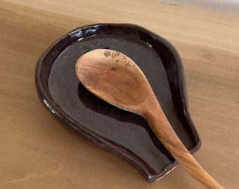 Spoon Rest - Mahogany | Handmade Ceramic Studio Pottery Neutral Toned Kitchen Spoon Rest